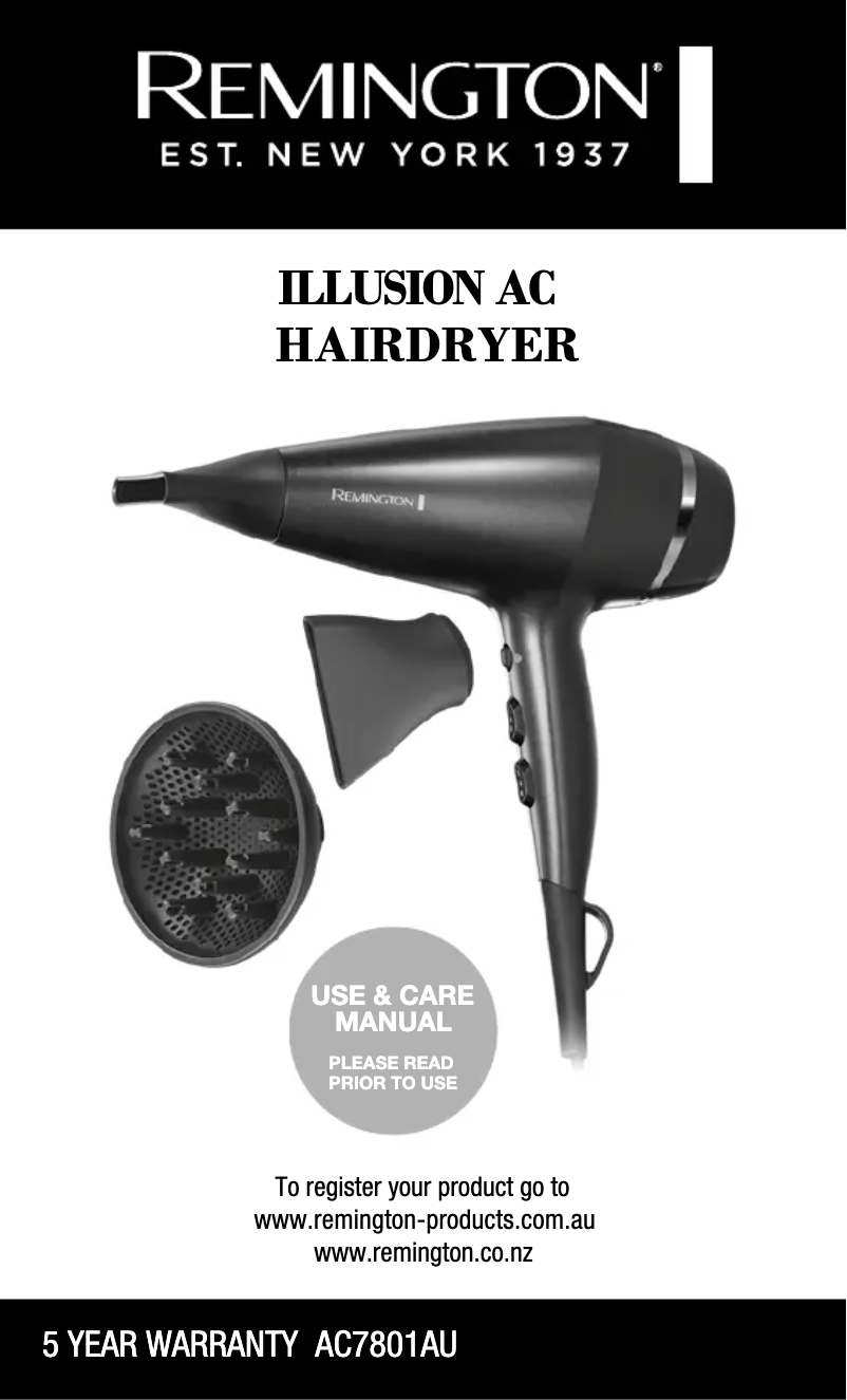 Página 1 del manual Manual de usuario Remington Illusion AC7801AU