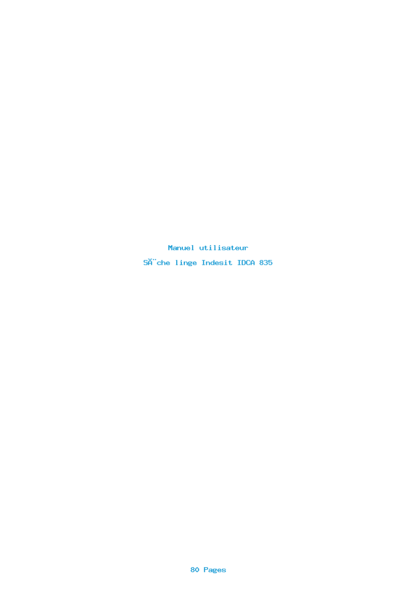 Page 1 de la notice Manuel utilisateur Indesit IDCA 835