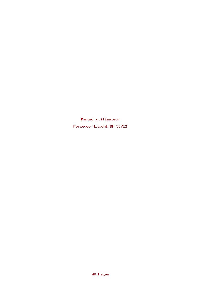 Page 1 de la notice Manuel utilisateur Hitachi DH 38YE2