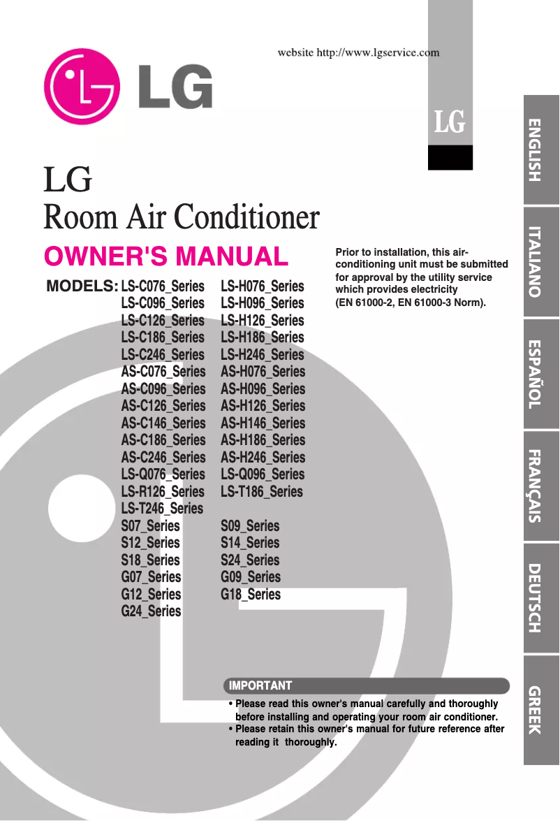 Page 1 de la notice Manuel utilisateur LG ASNH146TLM0