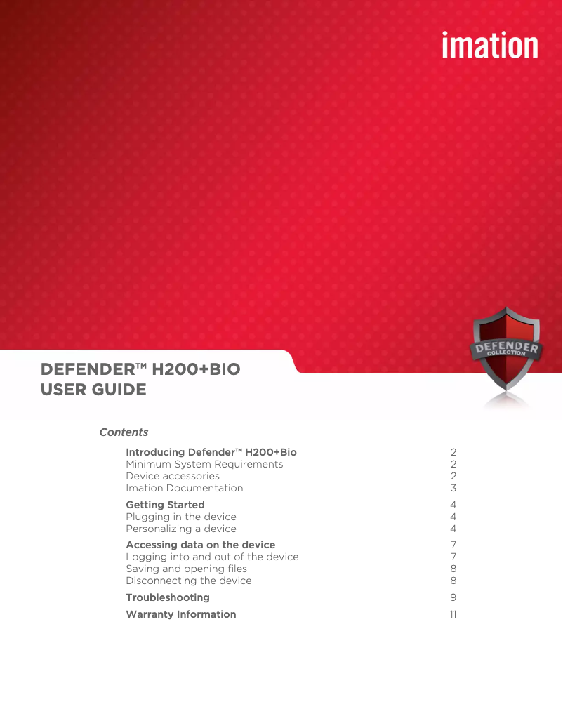 Page 1 de la notice Manuel utilisateur Imation Defender H200