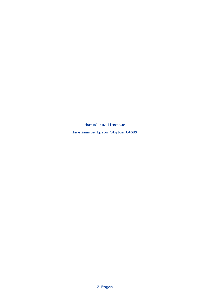 Page 1 de la notice Manuel utilisateur Epson Stylus C40UX