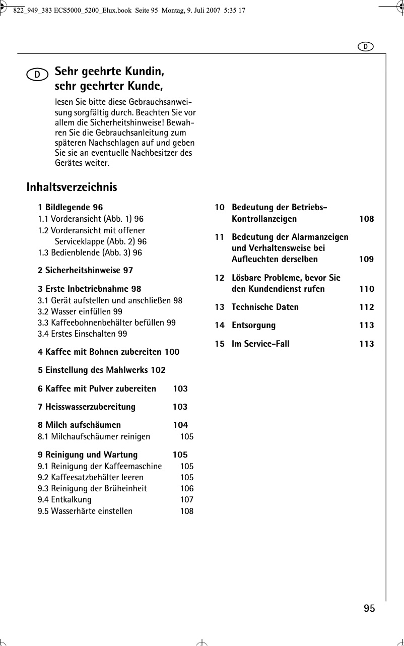 Página 1 del manual Manual de usuario AEG-Electrolux Caffé Silenzio plus CS 5200