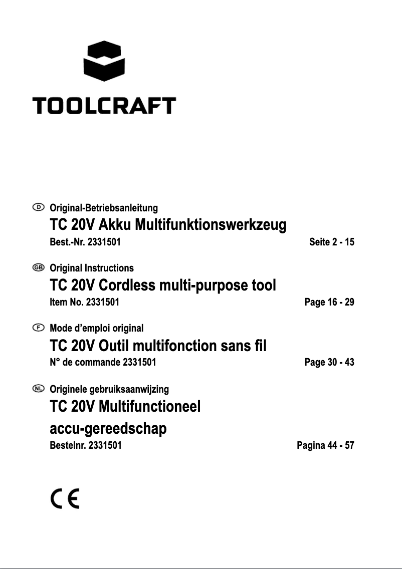 Page 1 de la notice Manuel utilisateur Toolcraft MW-623