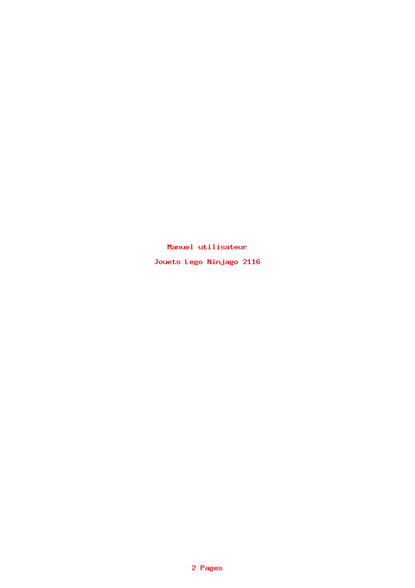 Page 1 de la notice Manuel utilisateur Lego Ninjago 2116