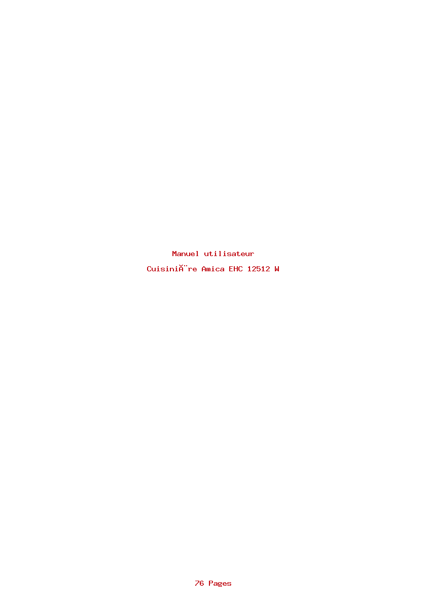 Page 1 de la notice Manuel utilisateur Amica EHC 12512 W