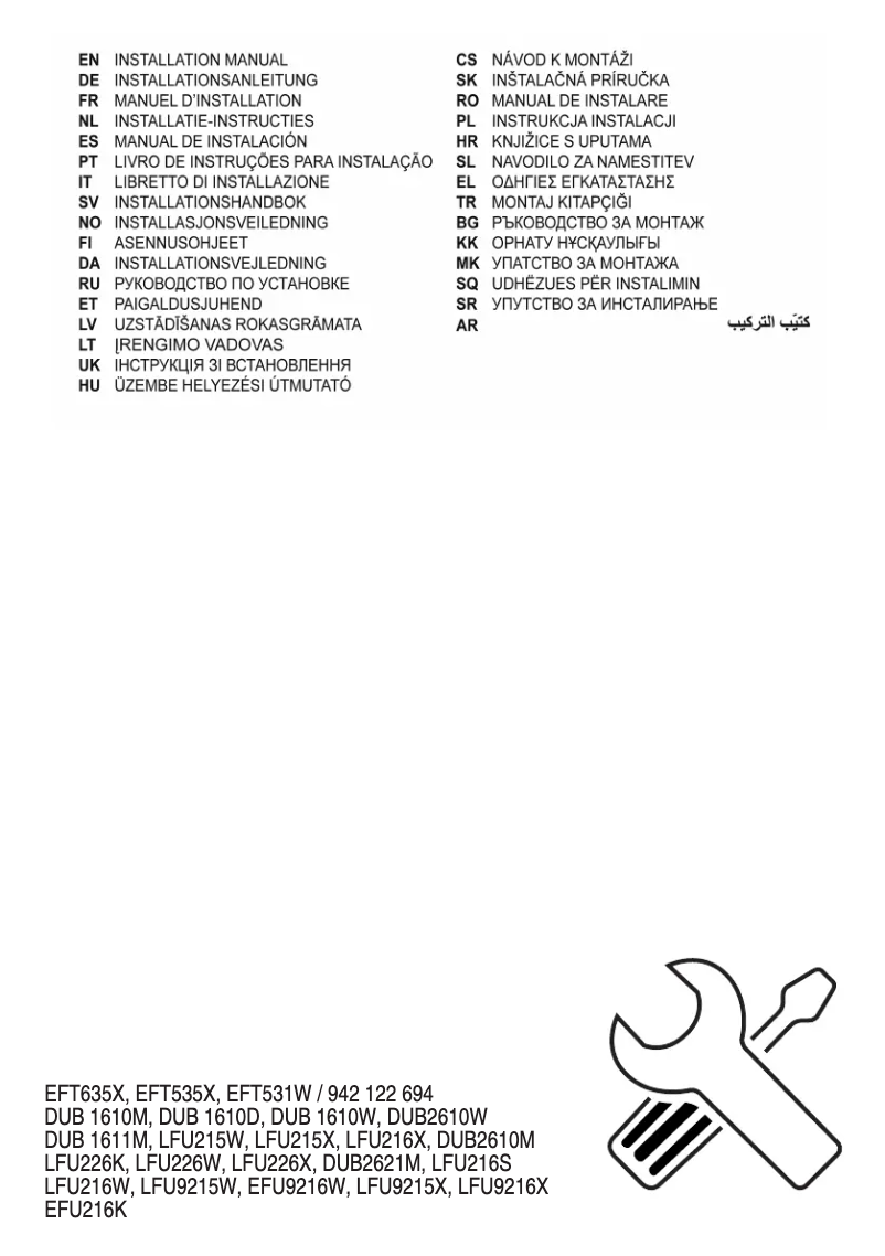 Página 1 del manual Guía de instalación Electrolux EFU216K