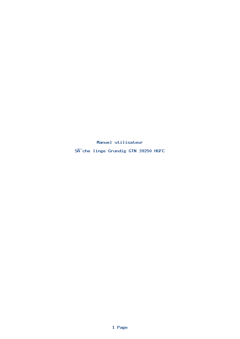 Page 1 de la notice Manuel utilisateur Grundig GTN 39250 HGFC