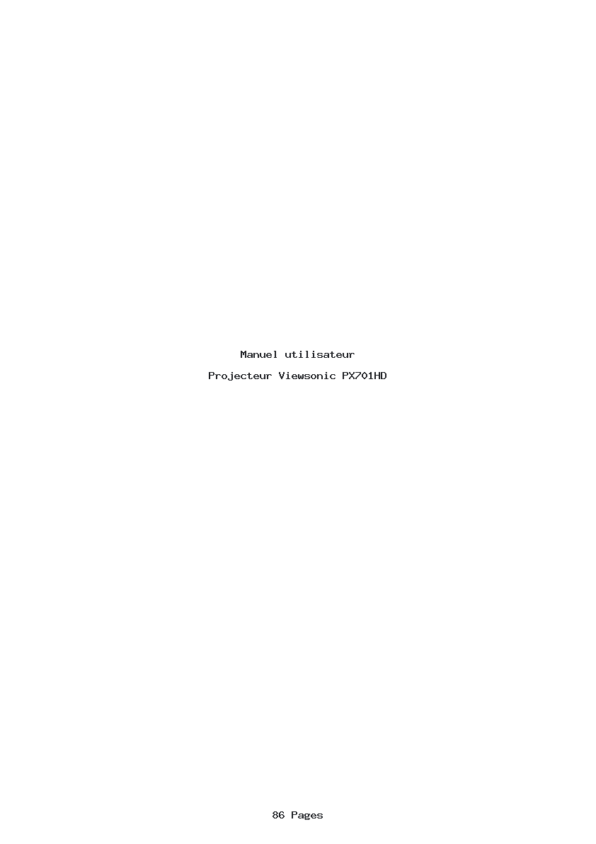 Page 1 de la notice Manuel utilisateur Viewsonic PX701HD