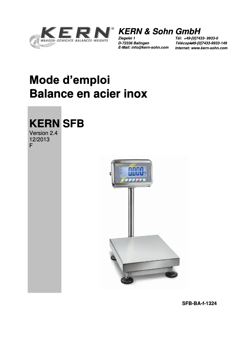 Page 1 de la notice Manuel utilisateur Kern SFB 20K2HIP