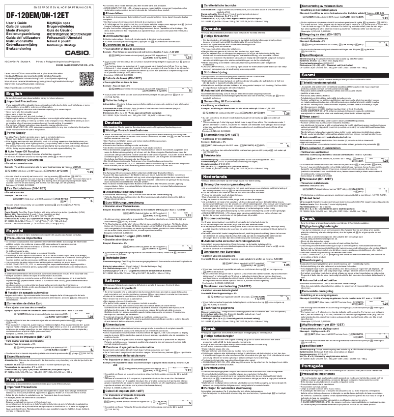 Página 1 del manual Manual de usuario Casio DH-12ET