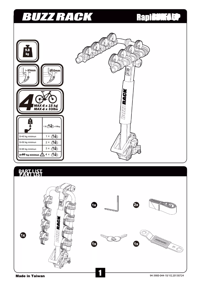 Page 1 de la notice Manuel utilisateur Buzz Rack Buffalo