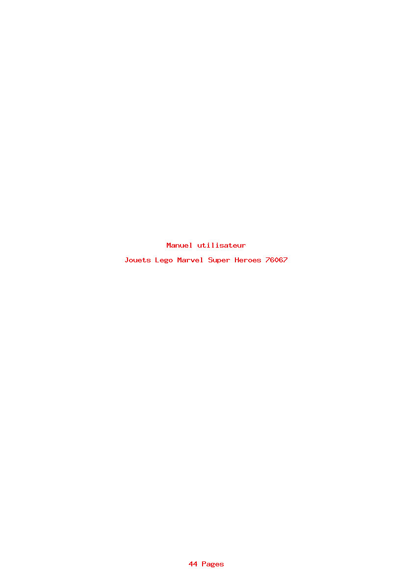Page 1 de la notice Manuel utilisateur Lego Marvel Super Heroes 76067