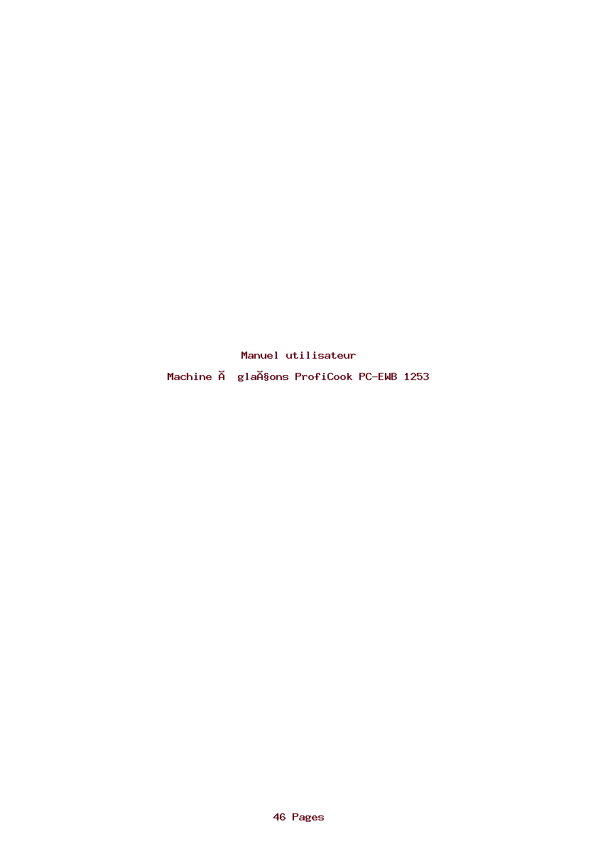 Page 1 de la notice Manuel utilisateur ProfiCook PC-EWB 1253