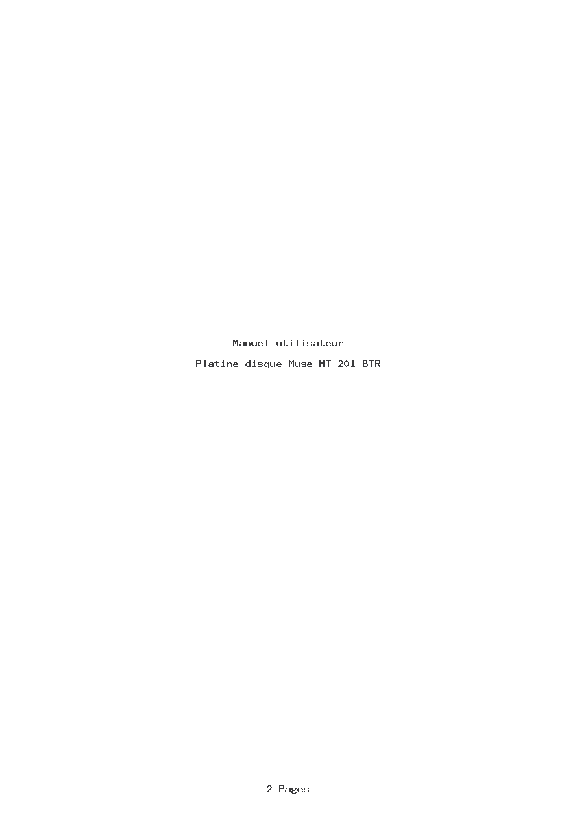 Page 1 de la notice Manuel utilisateur Muse MT-201 BTR