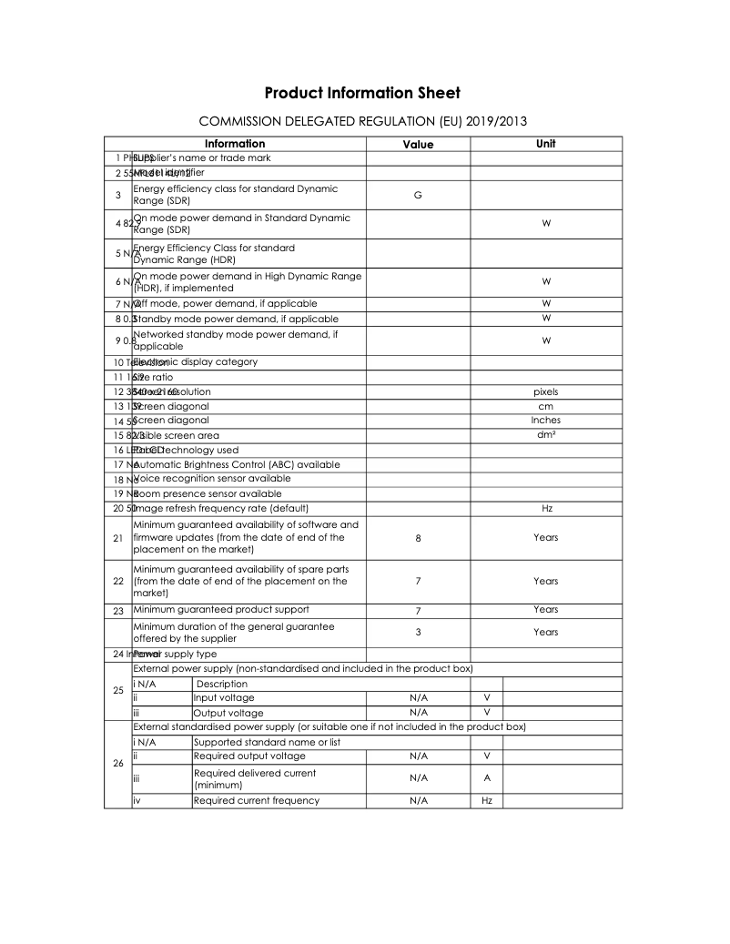 Page n°1 - Fiche technique Philips 55HFL6114U