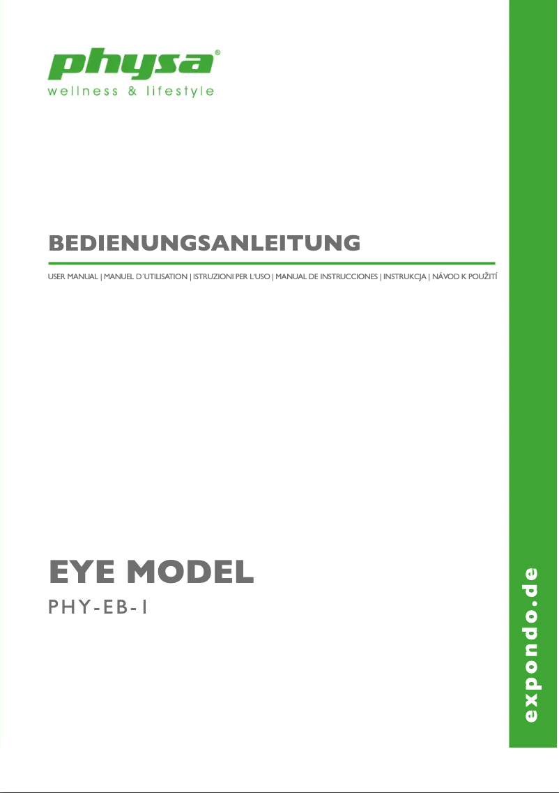 Page 1 de la notice Manuel utilisateur Physa PHY-EB-1