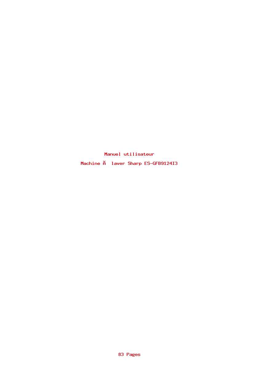 Page 1 de la notice Manuel utilisateur Sharp ES-GFB9124I3