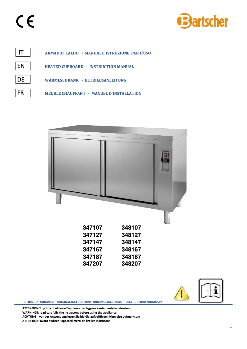 Page 1 de la notice Manuel utilisateur Bartscher 348107