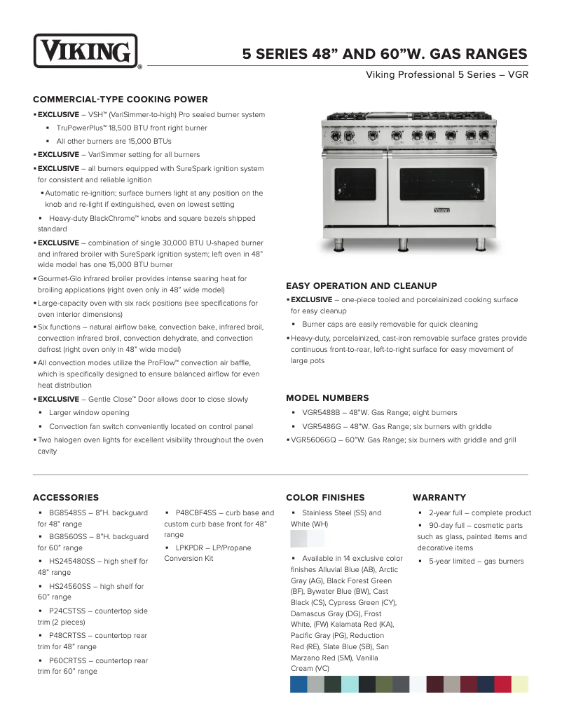 Page 1 of the manual Technical Sheet Viking VGR5486GAB