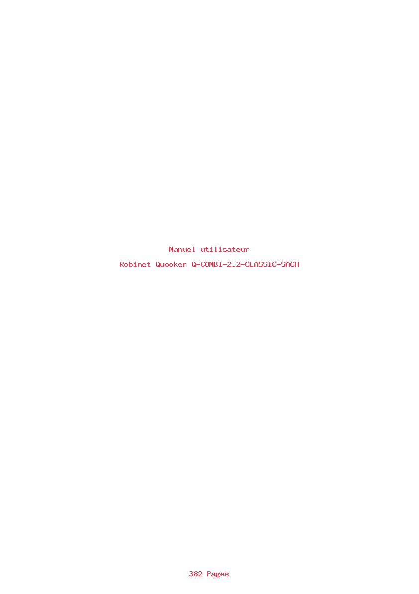 Page 1 de la notice Manuel utilisateur Quooker Q-COMBI-2.2-CLASSIC-SACH