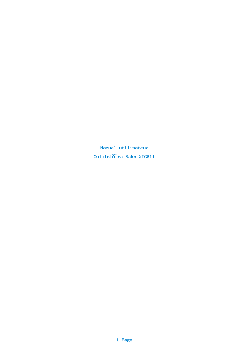 Page 1 de la notice Manuel utilisateur Beko XTG611