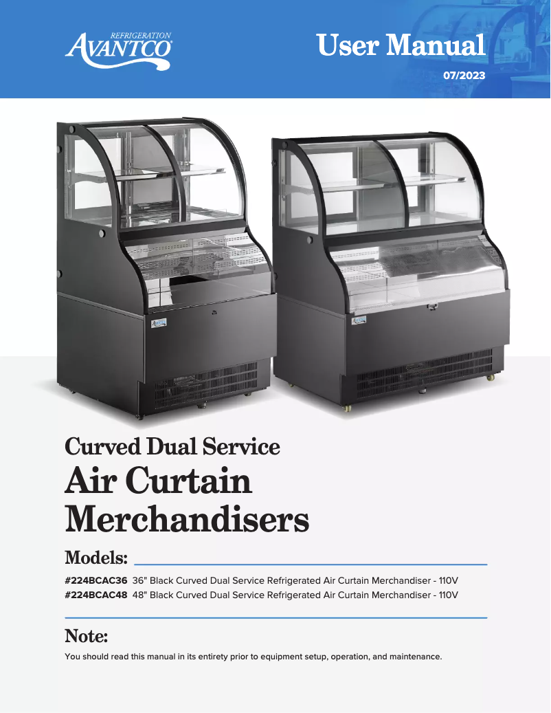 Página 1 del manual Manual de usuario Avantco BC-36-SB