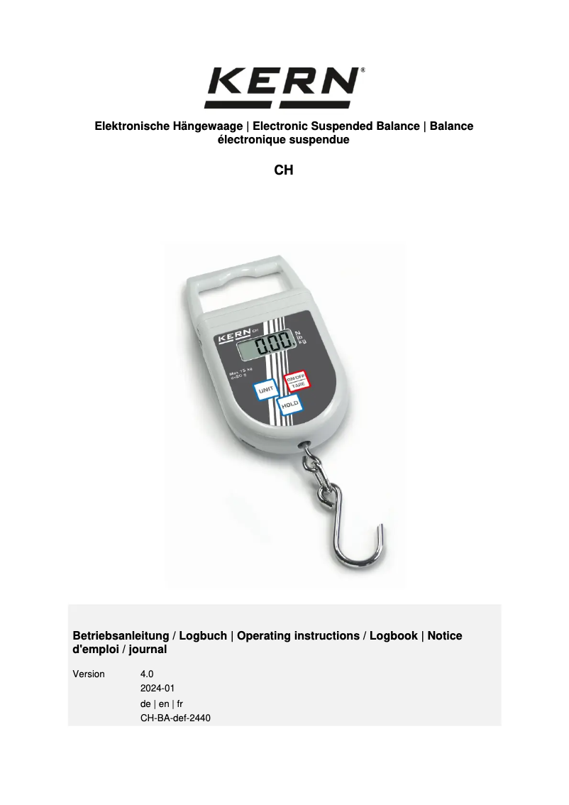 Page 1 de la notice Manuel utilisateur Kern CH 50K50