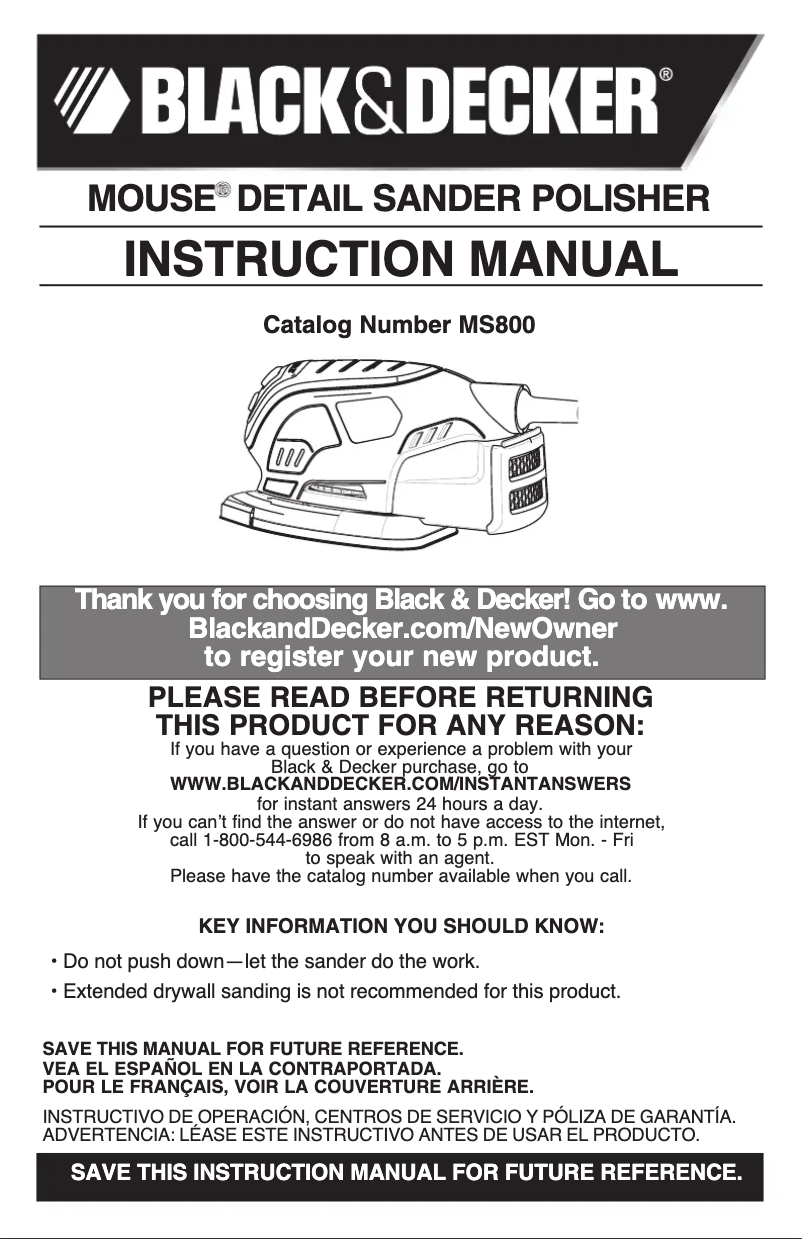 Page 1 of the manual User Manual Black & Decker Mouse