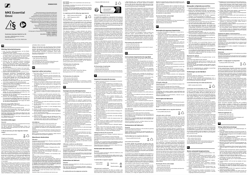 Page 1 de la notice Instructions de sécurité Sennheiser MKE Essential Omni