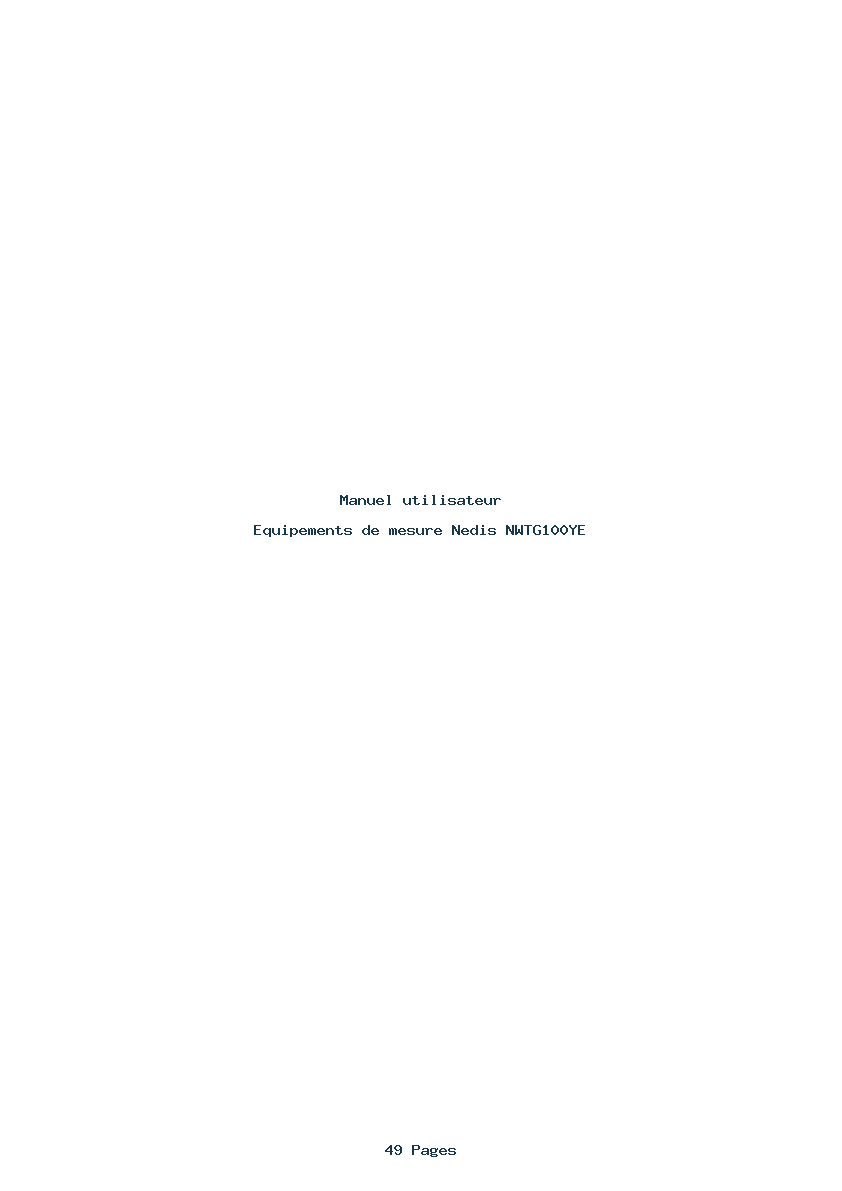 Page 1 de la notice Manuel utilisateur Nedis NWTG100YE