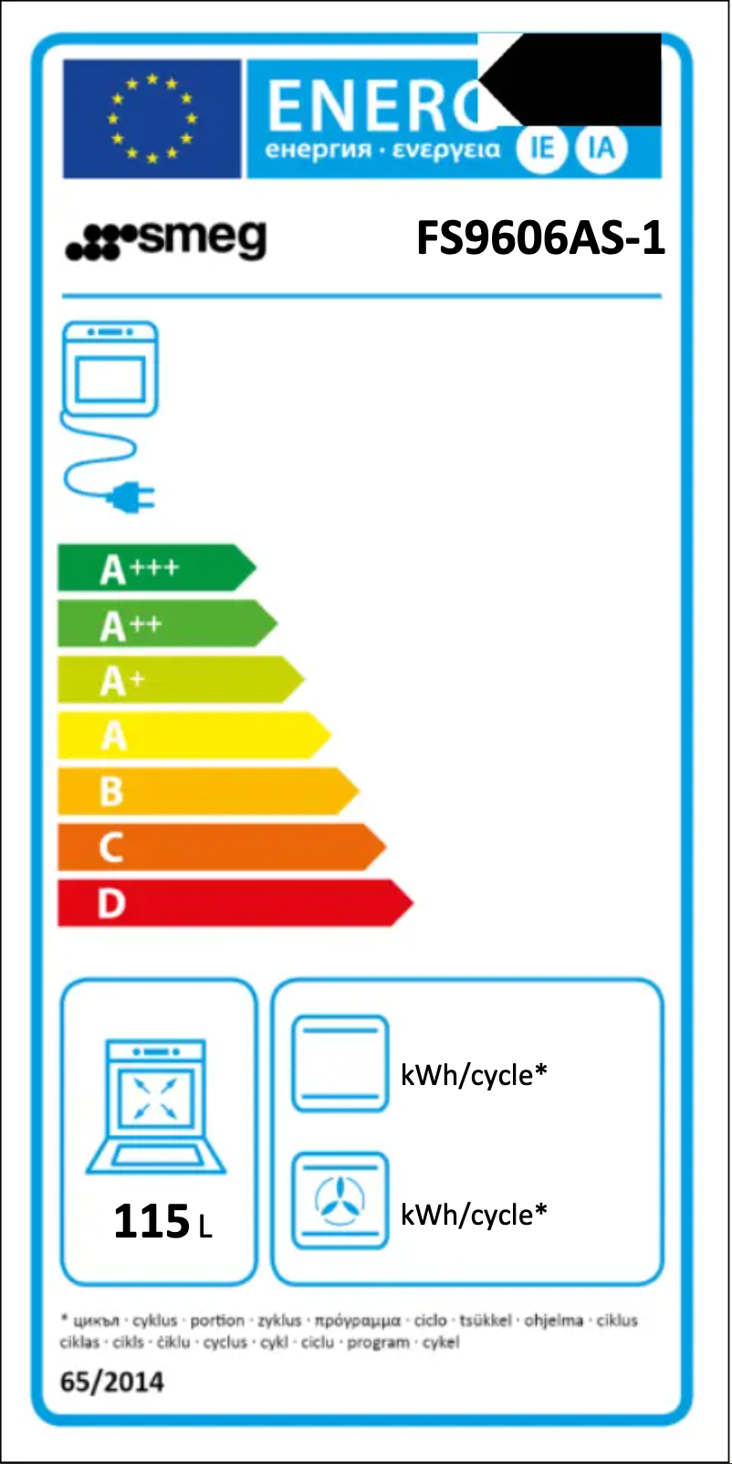 Página 1 del manual Etiqueta energética Smeg FS9606AS
