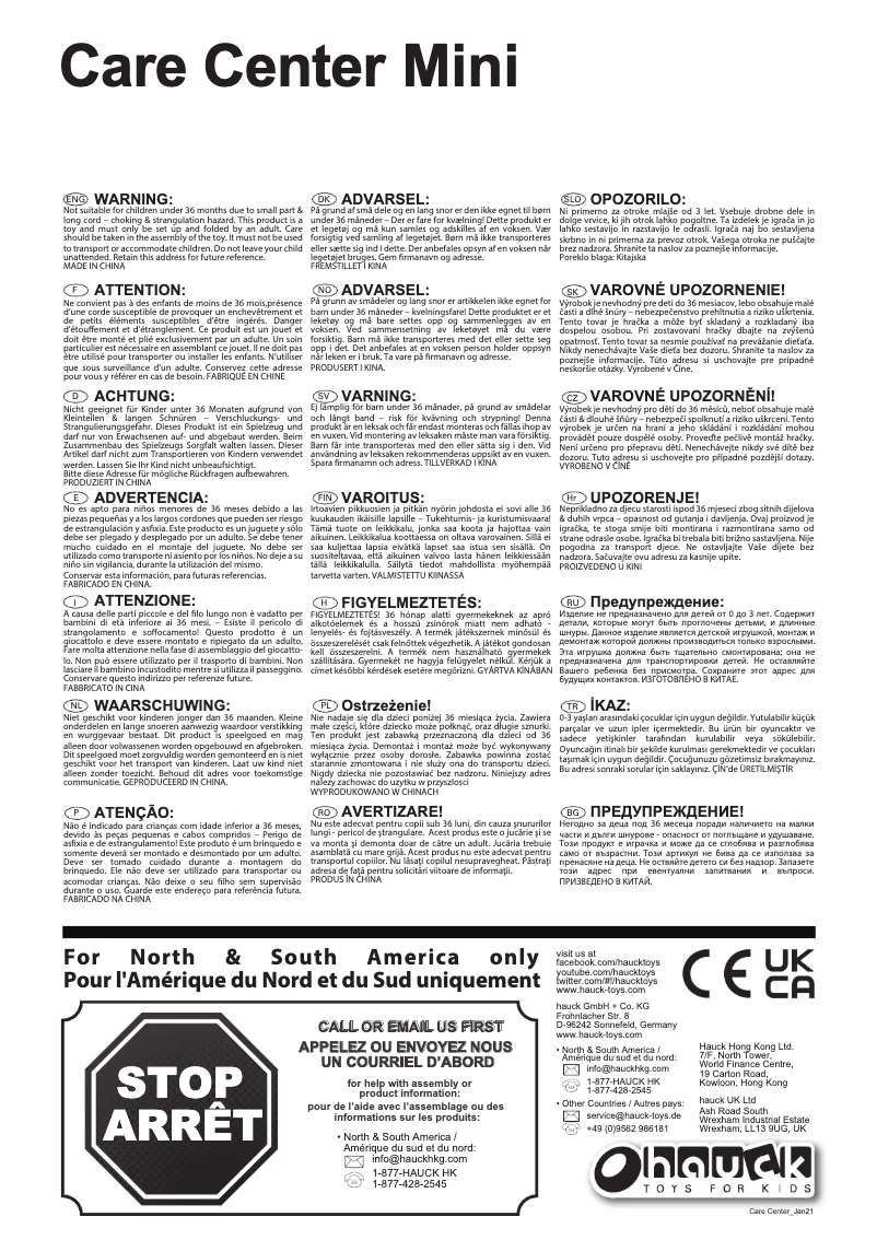 Page 1 de la notice Manuel utilisateur Hauck Care Center Mini