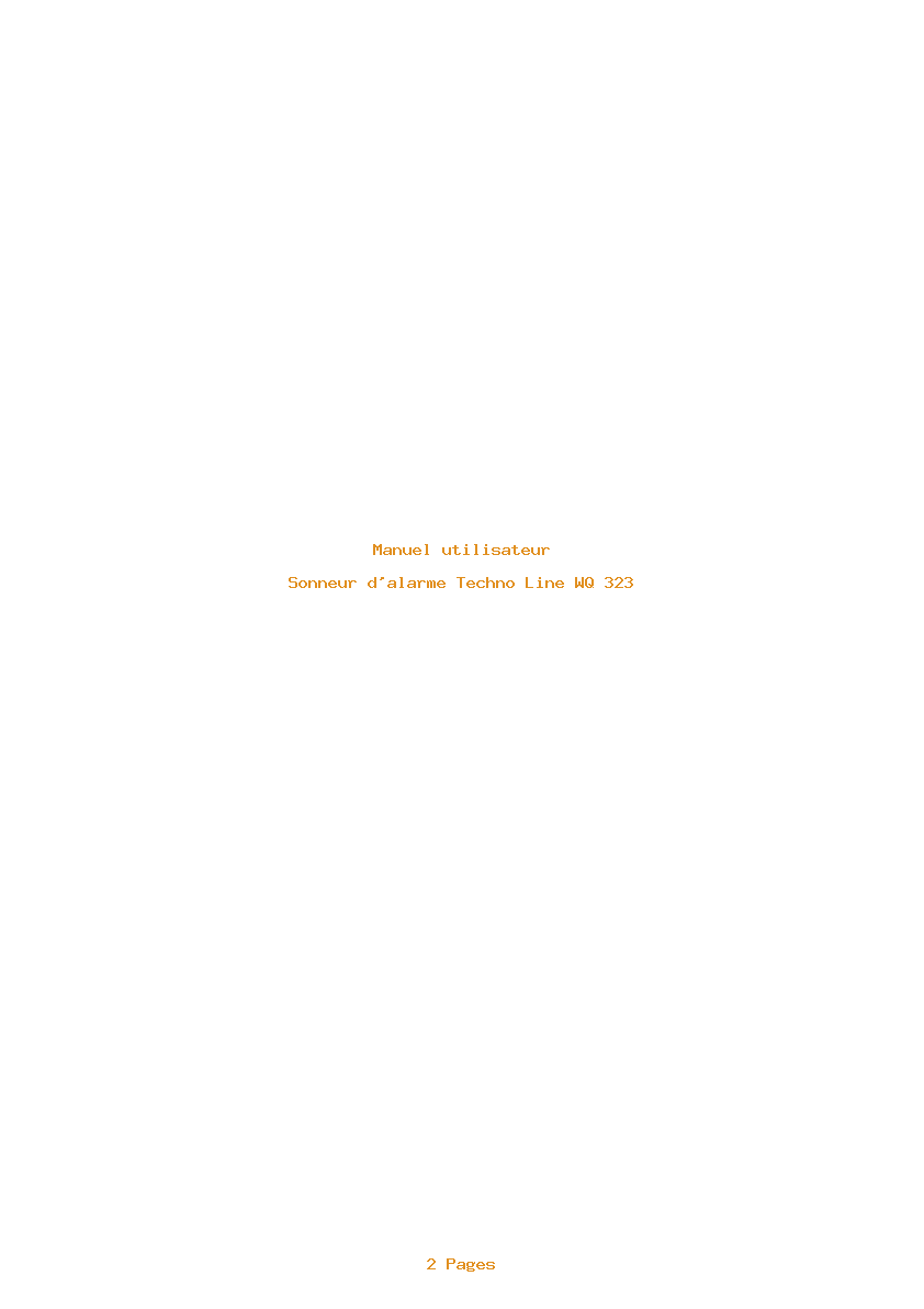 Page 1 de la notice Manuel utilisateur Techno Line WQ 323
