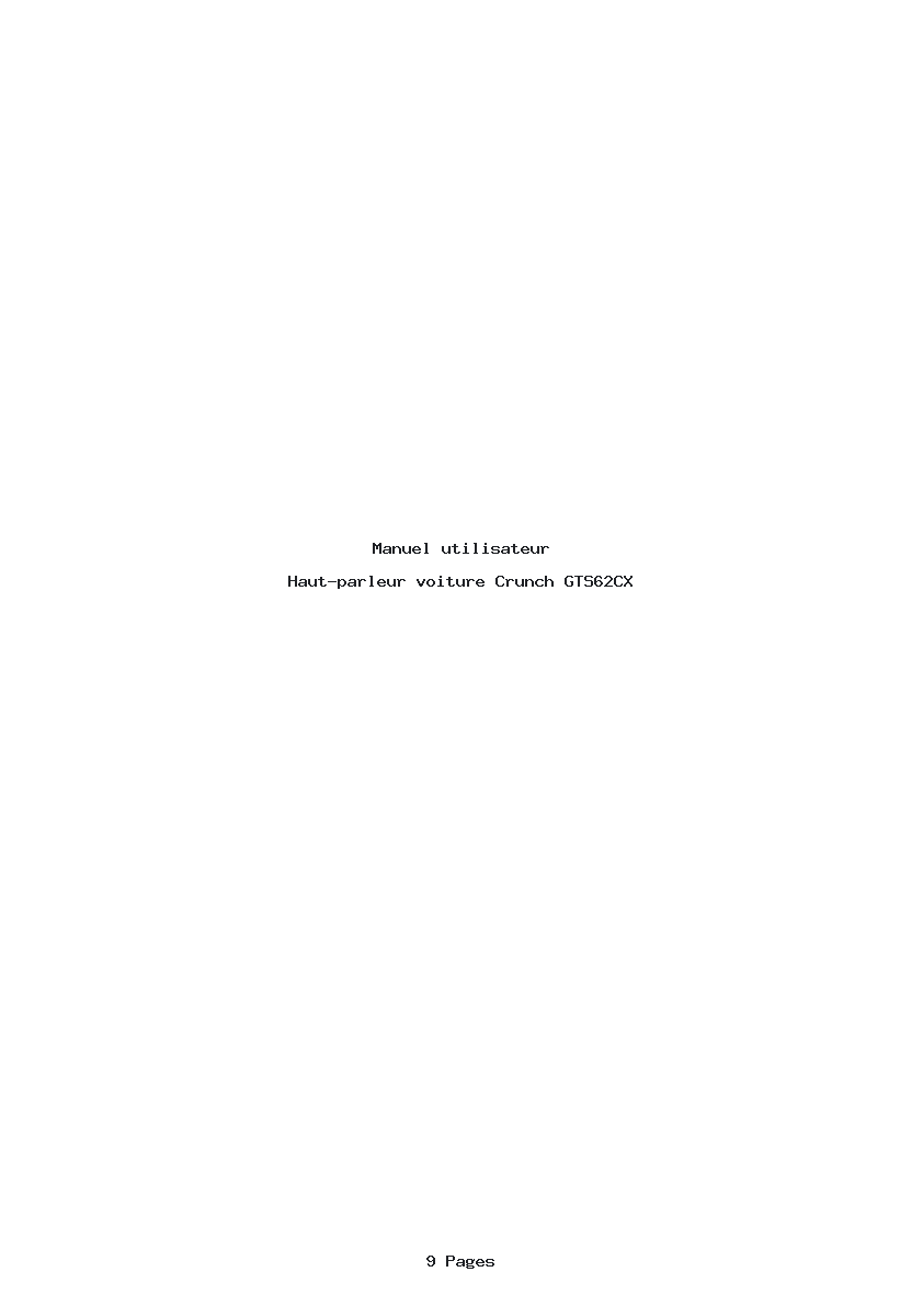 Page 1 de la notice Manuel utilisateur Crunch GTS62CX