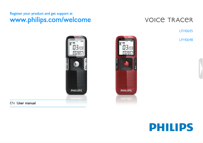Page n°1 - Manuel utilisateur Philips Voice Tracer LFH645