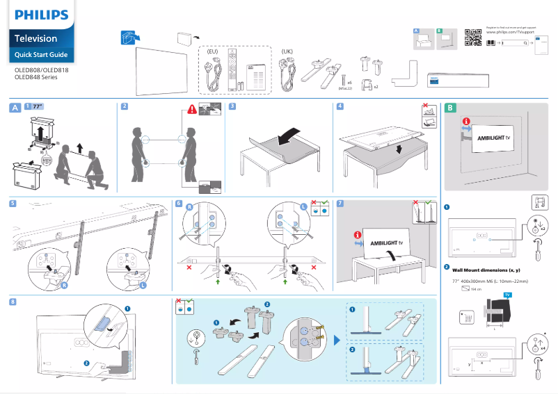Page 1 de la notice Guide de démarrage rapide Philips 77OLED818