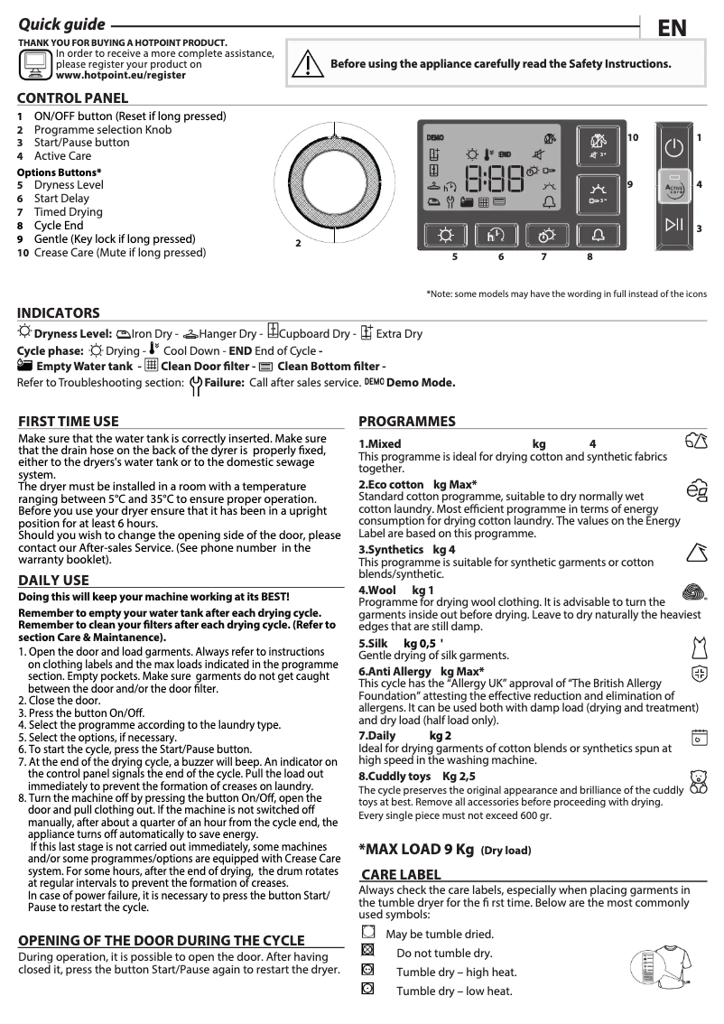 Página 1 del manual Manual de usuario Hotpoint NT M11 92SK UK