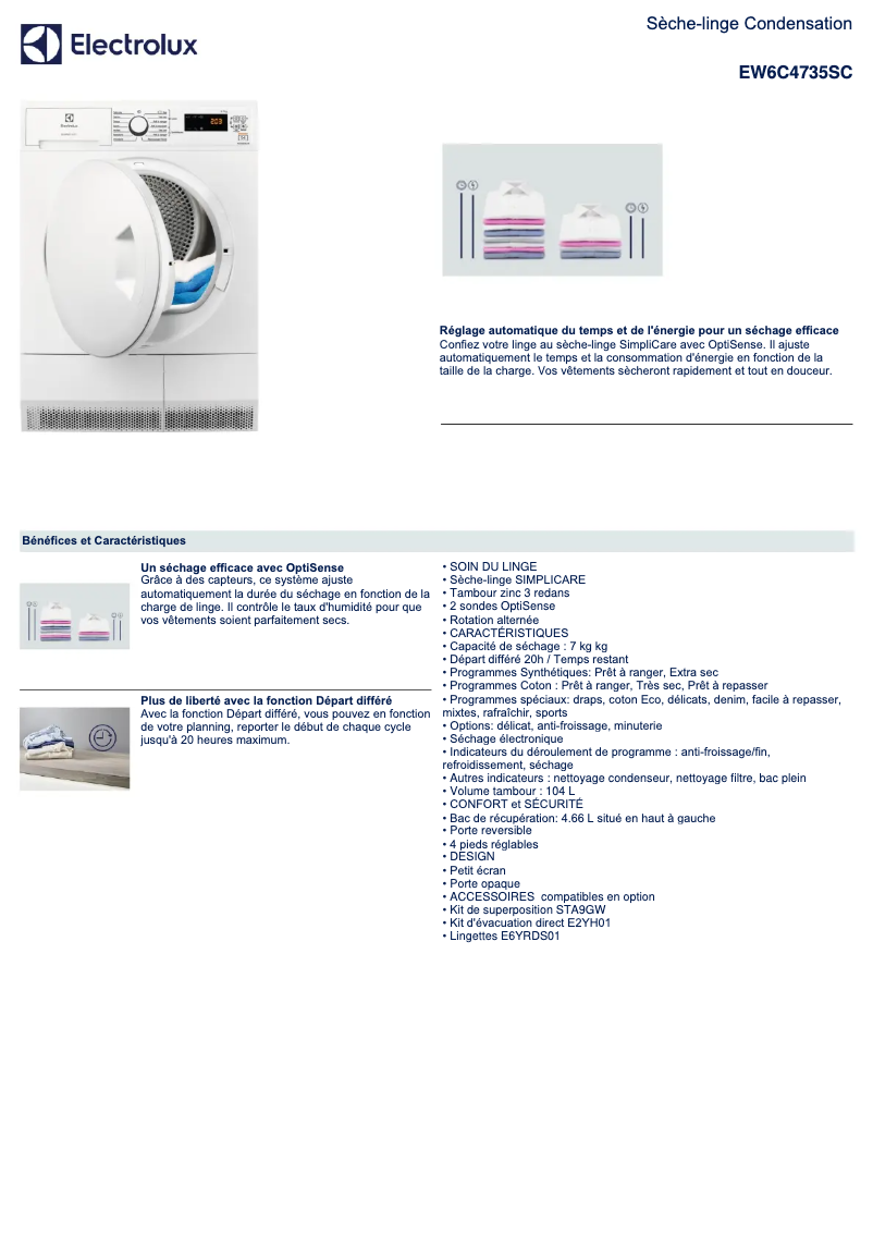 Página 1 del manual Ficha técnica Electrolux EW6C4735SC