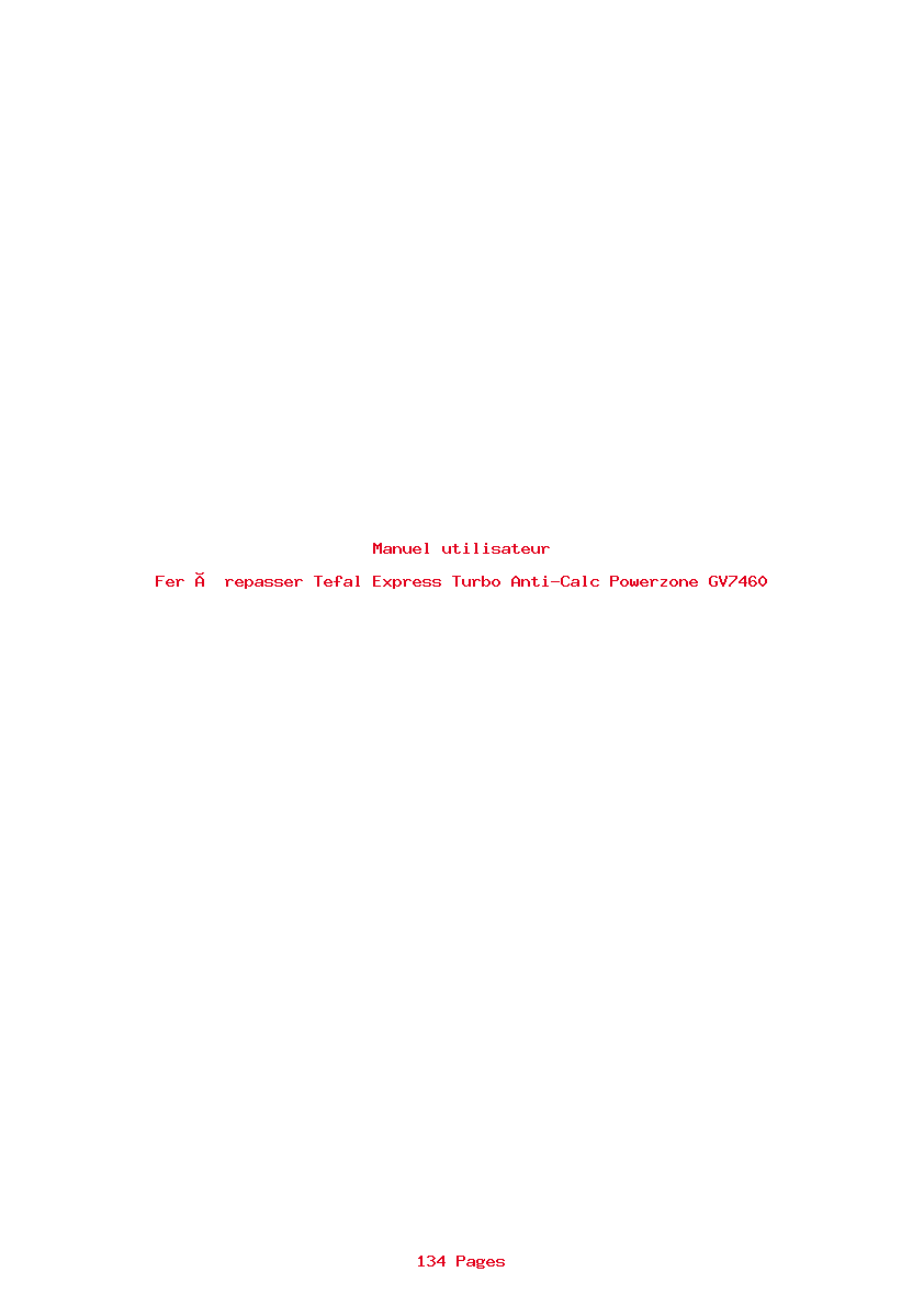 Page 1 de la notice Manuel utilisateur Tefal Express Turbo Anti-Calc Powerzone GV7460