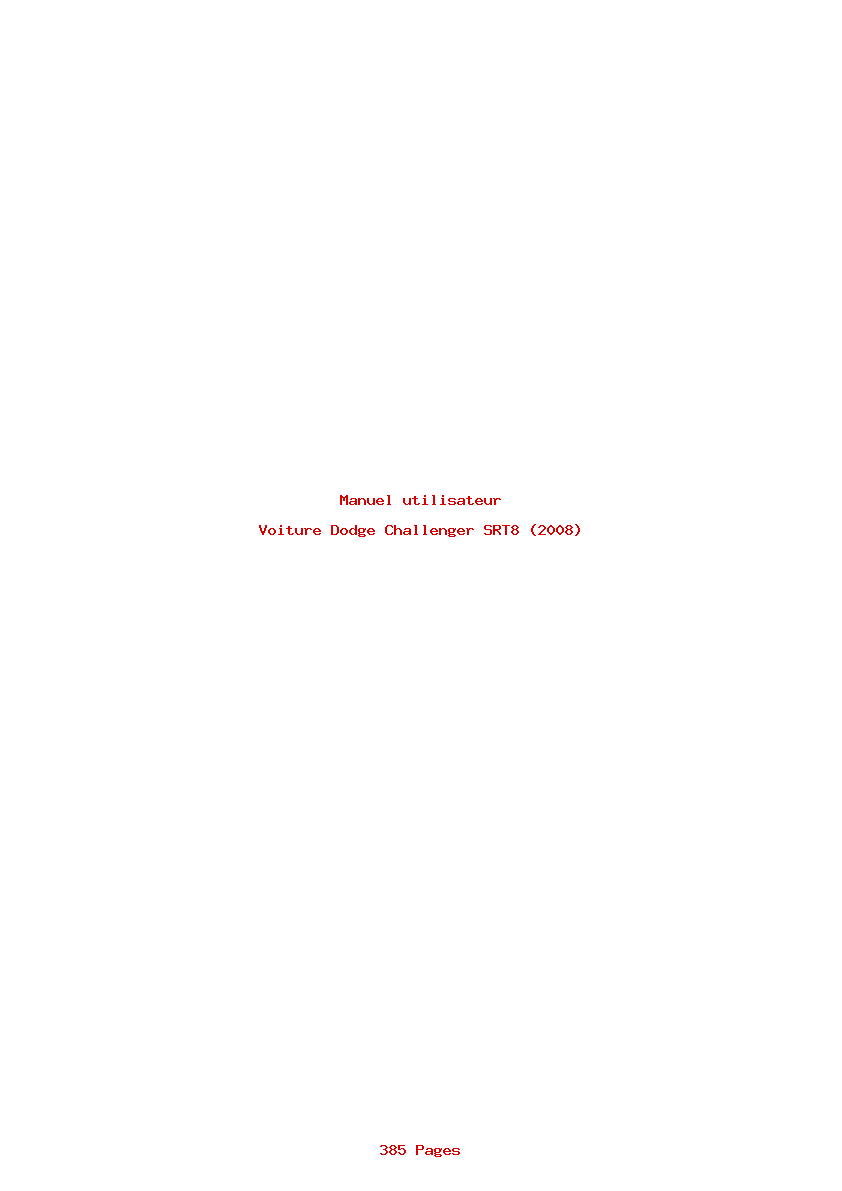 Page 1 de la notice Manuel utilisateur Dodge Challenger SRT8 (2008)