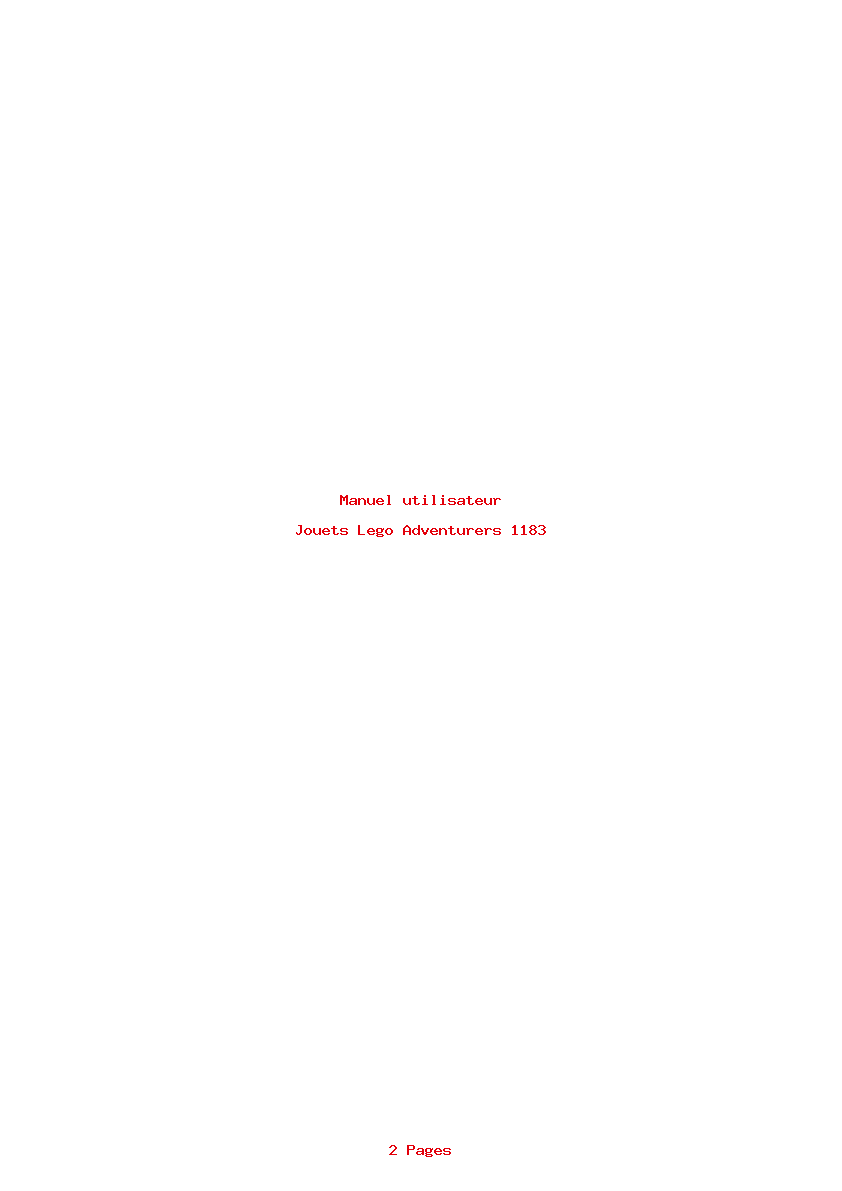 Page 1 de la notice Manuel utilisateur Lego Adventurers 1183