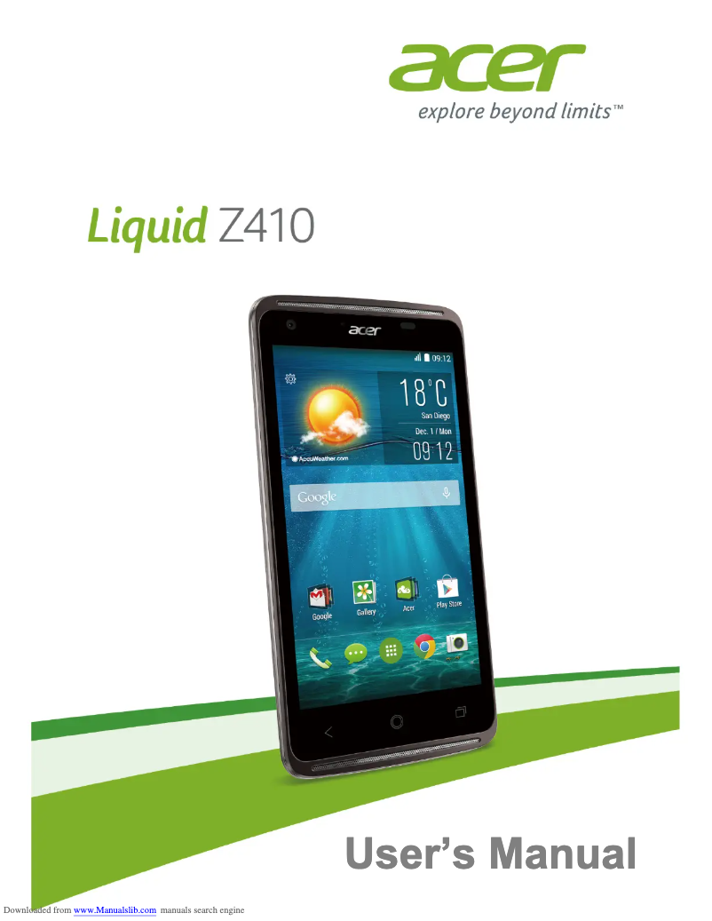 Page 1 de la notice Manuel utilisateur Acer Liquid Z410