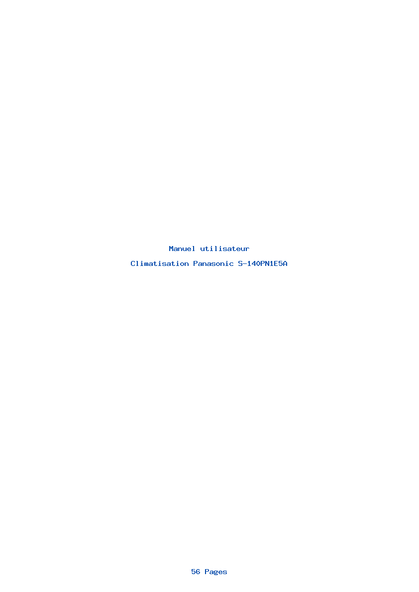 Page 1 de la notice Manuel utilisateur Panasonic S-140PN1E5A