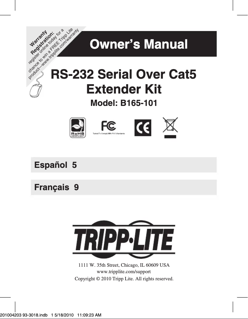 Page 1 de la notice Manuel utilisateur Tripp Lite B165-101