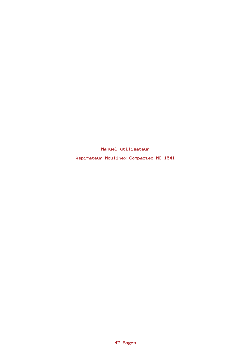 Page 1 de la notice Manuel utilisateur Moulinex Compacteo MO 1541