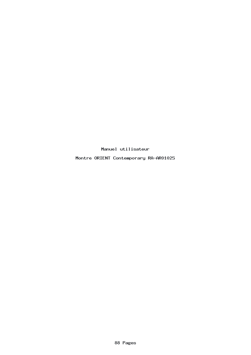 Page 1 de la notice Manuel utilisateur ORIENT Contemporary RA-AR0102S