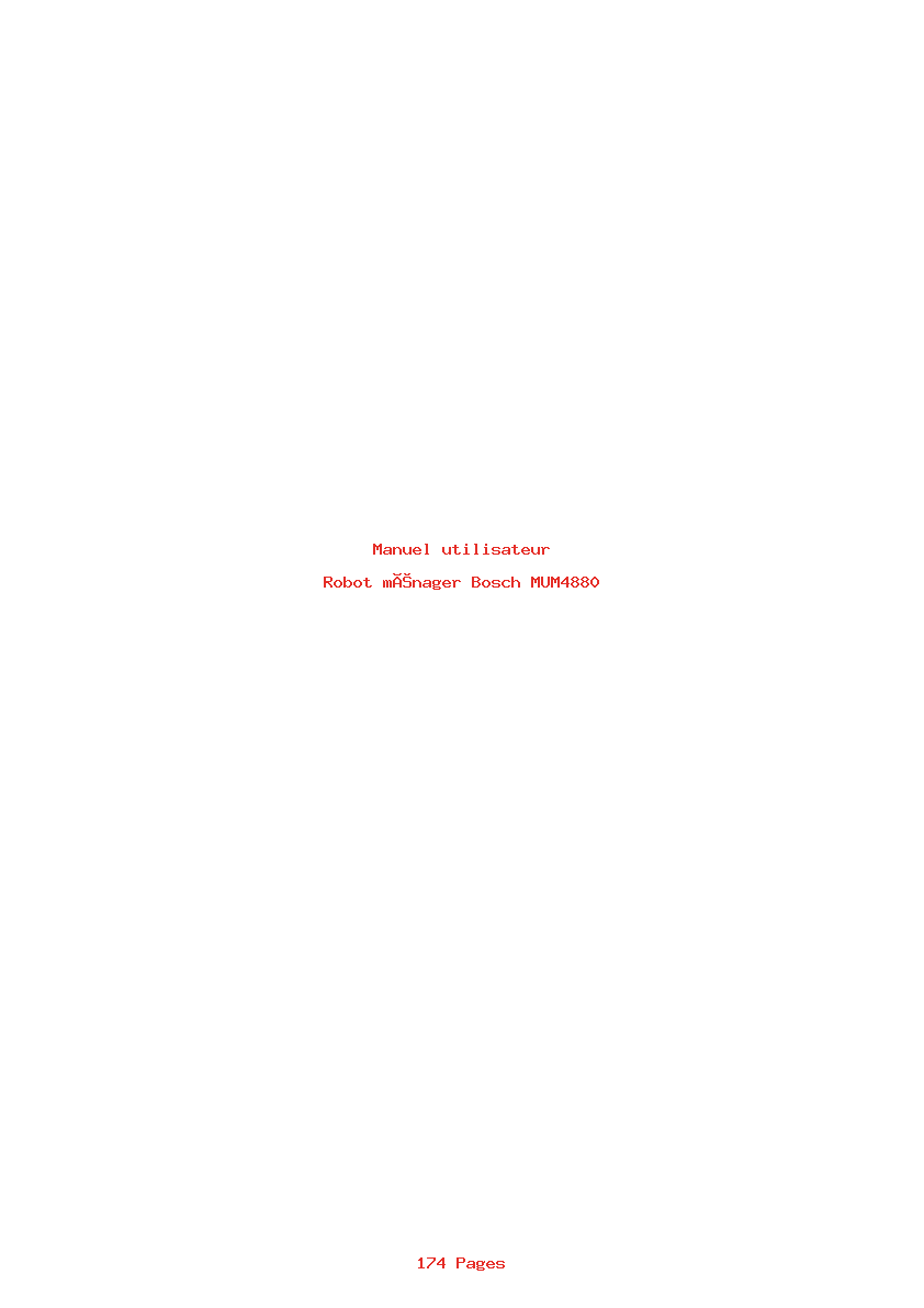 Page 1 de la notice Manuel utilisateur Bosch MUM4880