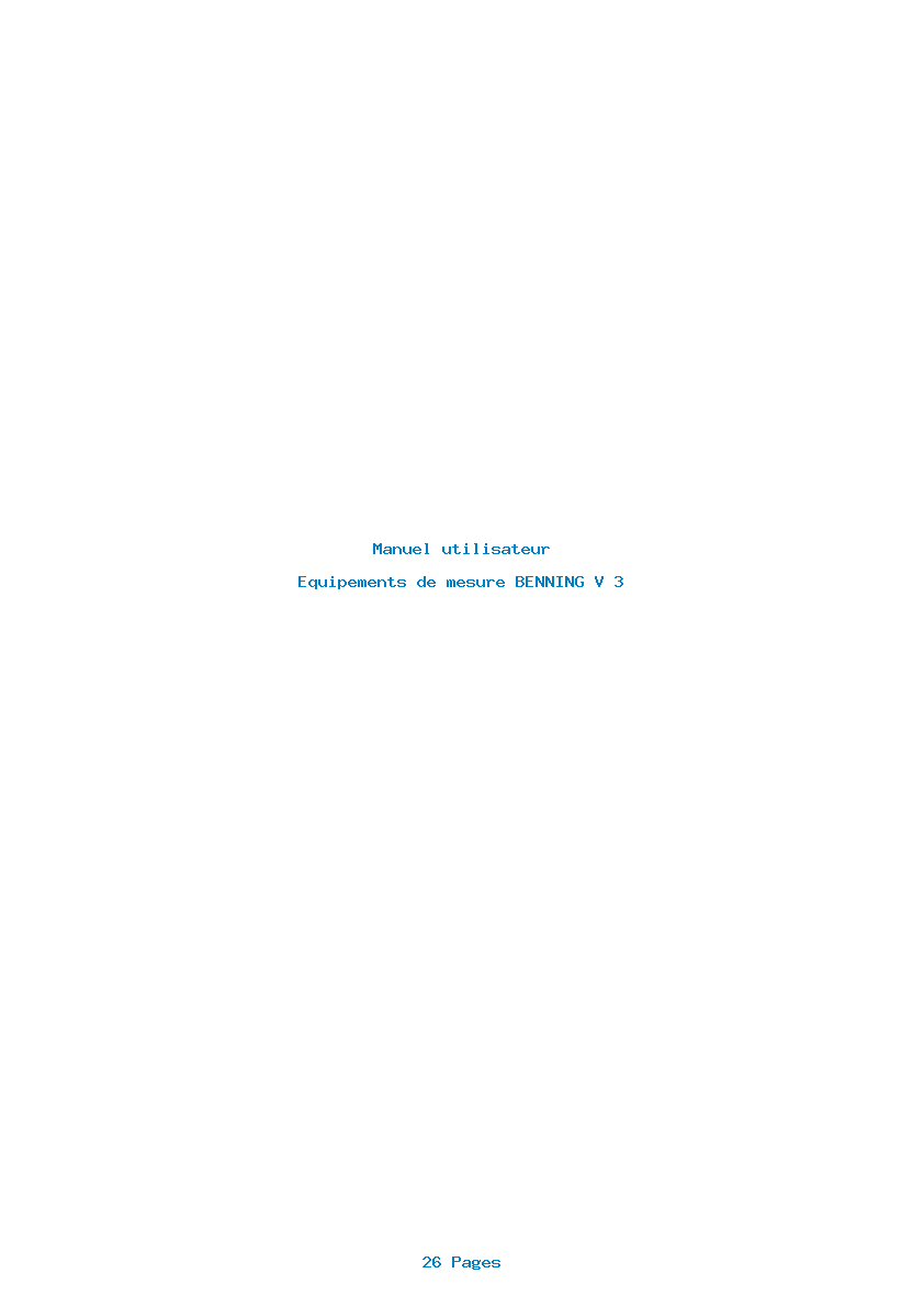Page 1 de la notice Manuel utilisateur BENNING V 3