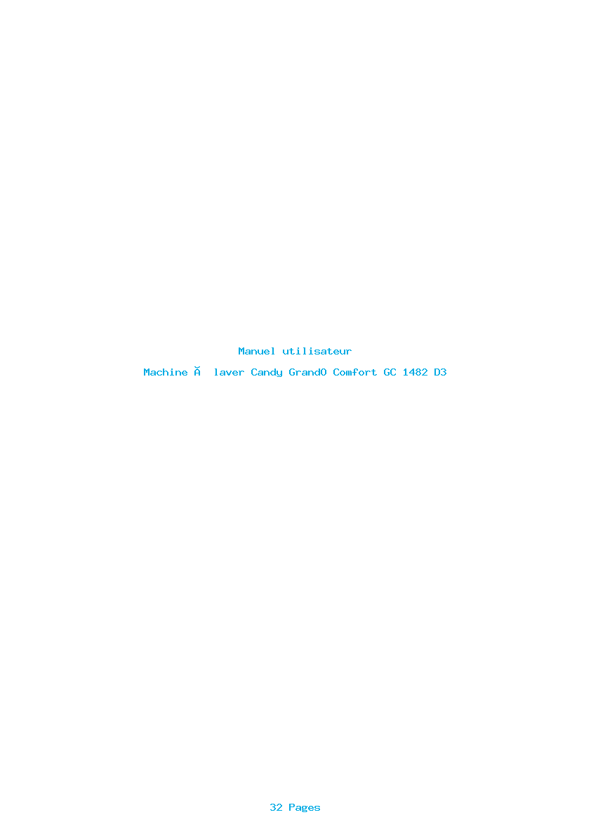 Page 1 de la notice Manuel utilisateur Candy GrandO Comfort GC 1482 D3
